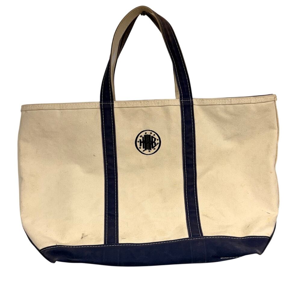 VTG 90s LL Bean Boat and Tote Zipper Top Extra Large XL Navy Blue Made in USA